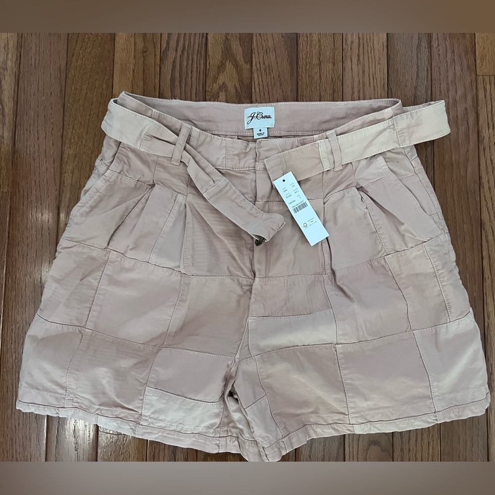 J Crew Limited Edition D-Ring Patchwork Shorts Army Pale Pink Size 4